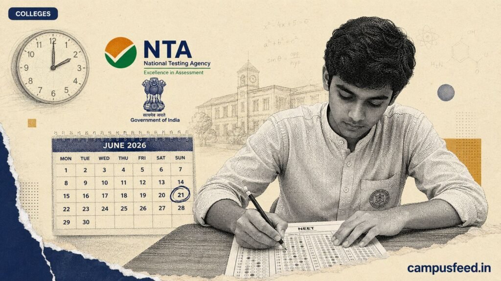 Re-NEET 2026 Exam Date confirmed for June 21, 2026, with NTA releasing the admit card on June 14.