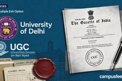 DU multiple exit option under NEP 2020 with Delhi University and UGC policy visual
