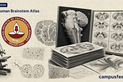 IIT Madras 3D Human Brainstem Atlas visual with brainstem map, SGBC logo, microscope collage and ANCHOR research elements