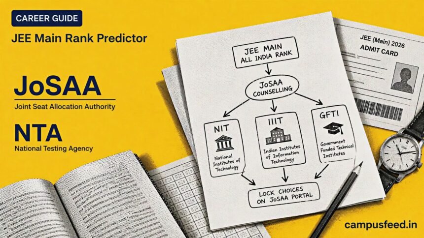 JEE Main rank predictor guide for JoSAA 2026 NIT, IIIT and GFTI counselling