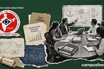 NAAC accreditation strategy collage showing incubation centers boost NAAC, NBA, NIRF, IIC compliance, and campus innovation evidence for 2026