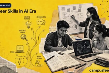 Career skills in AI era guide showing analytical thinking, creativity, communication, AI tools, and lifelong learning as essential employability skills for students in 2026