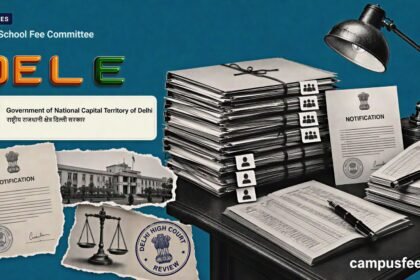 Delhi School Fee Committee policy shown through an official DoE notification, fee records and parent-teacher committee documents for private schools