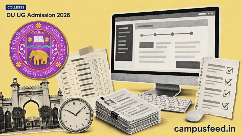 Delhi University CSAS portal and admission documents illustrate DU UG Admission 2026 relief for CBSE re-evaluation students awaiting revised Class 12 marks