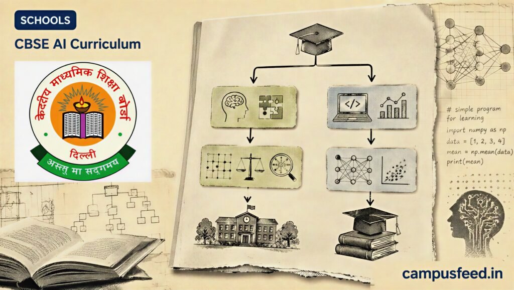CBSE AI curriculum flowchart explains optional skill subjects for Classes 9 to 12 and compulsory rollout timelines from 2026-27