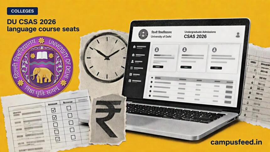 University of Delhi admissions portal collage for DU CSAS 2026 ,du language course vacant seats, with vacancy forms and spot-round application context