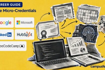 Free Micro-Credentials guide featuring Google, Microsoft, LinkedIn, HubSpot and freeCodeCamp skill pathways for BBA and BTech students