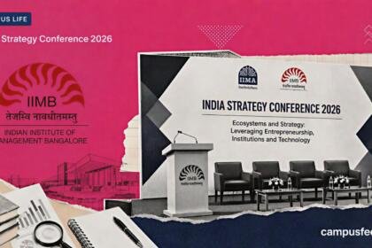 IIM Bangalore conference banner and academic stage collage for India Strategy Conference 2026, jointly organised with IIM Ahmedabad, IIM Calcutta and ISB
