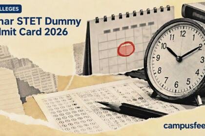 BSEB Bihar STET Dummy Admit Card 2026 correction deadline visual with halftone wristwatch, exam-paper elements and official board emblem