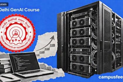 IIT Delhi GenAI Course editorial collage featuring the official institute emblem, GPU server racks, coding laptop and curriculum growth arrow