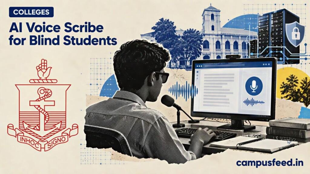 Madras Christian College AI Voice Scribe for Blind Students shown with secure voice-to-text exam technology developed at MCC-MRF Innovation Park