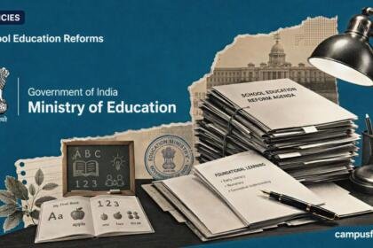 Ministry of Education policy desk represents school education reforms focused on foundational learning, classroom innovation and the next phase of implementation