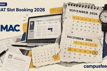 NMAT slot booking 2026 deadline illustrated with a halftone calendar, computer-based test scheduling screen and GMAC exam registration materials