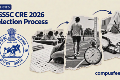 OSSSC CRE 2026 Selection Process illustrated with a physical fitness test track, recruitment documents, and medical screening symbols for Odisha Forest Guard, Forester and Excise Constable