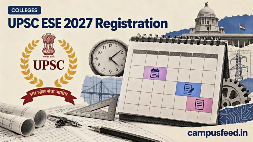 UPSC ESE 2027 registration deadline visual with an official exam calendar marking the closed application window and upcoming Prelims schedule